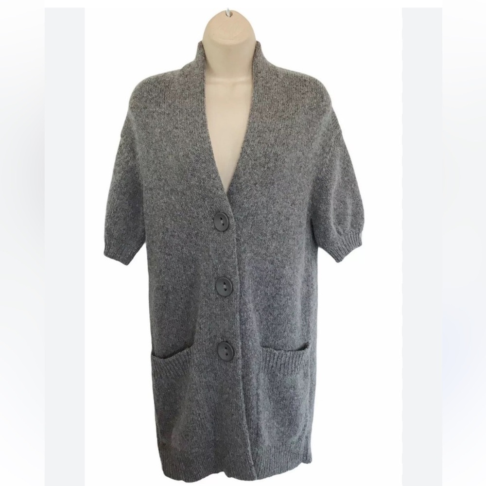 Vince Alpaca Wool Charcoal Button-Up Cardigan sz S